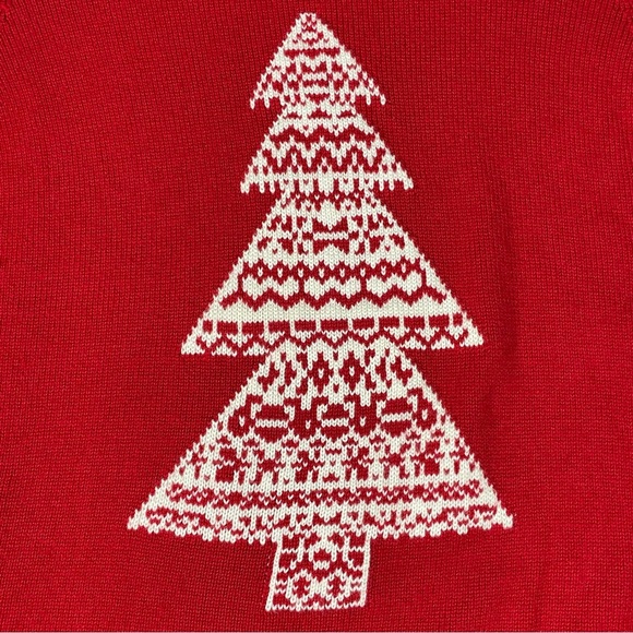 Talbots Lambswool Blend Christmas Tree Cowl Neck Holiday Celebration Sweater - S - Picture 9 of 15